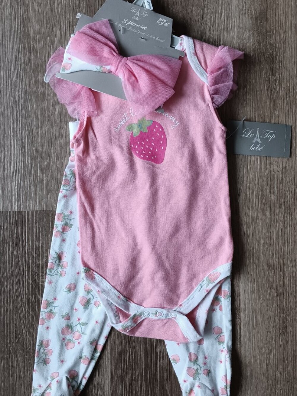 Le Top Bebe Infant Girl Clothes 3 Pc Cutie Pie Baby USA Size 6-9M New